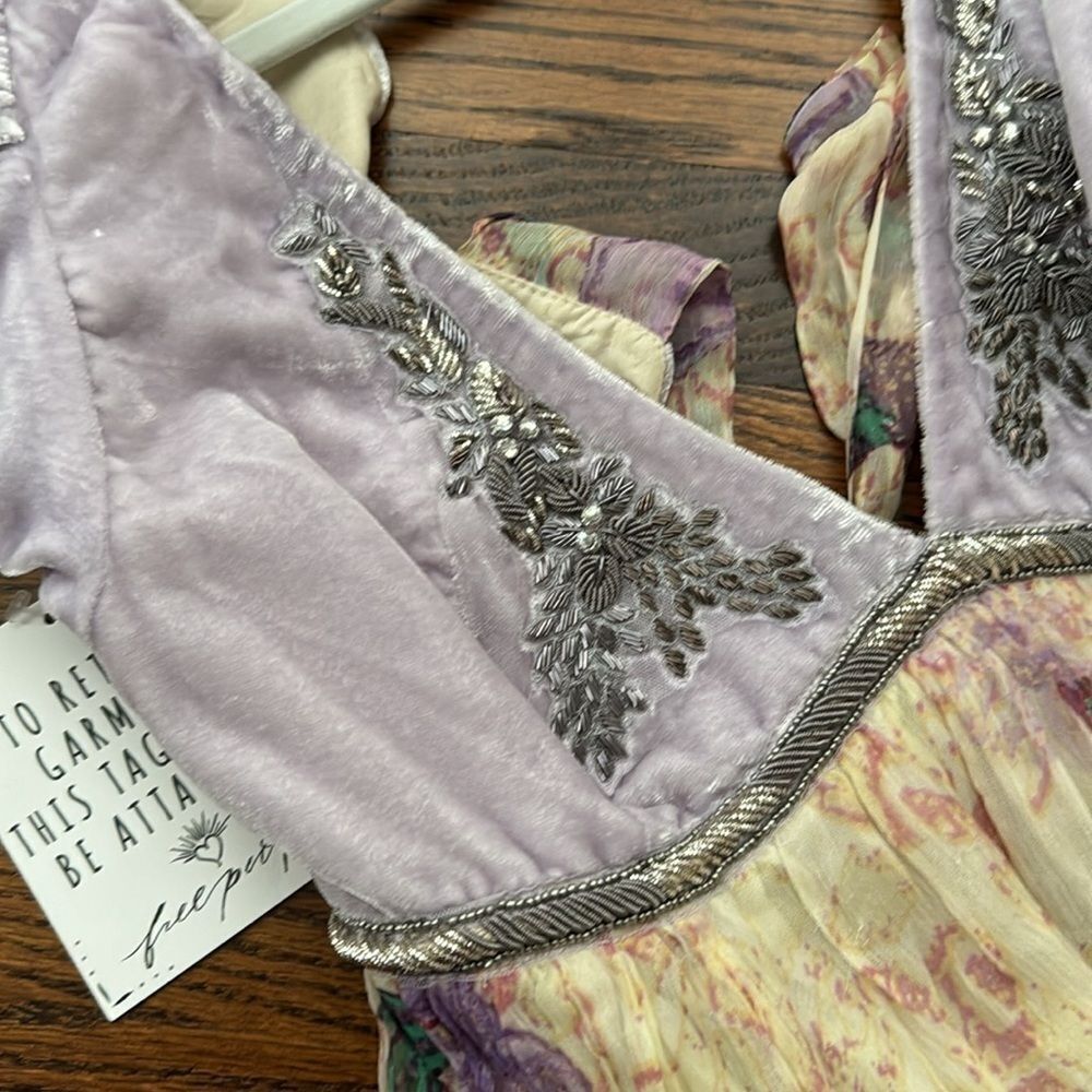 Free People Colette Velvet Embellished Sequins Embroidered Maxi Dress size 8 - Picture 9 of 14
